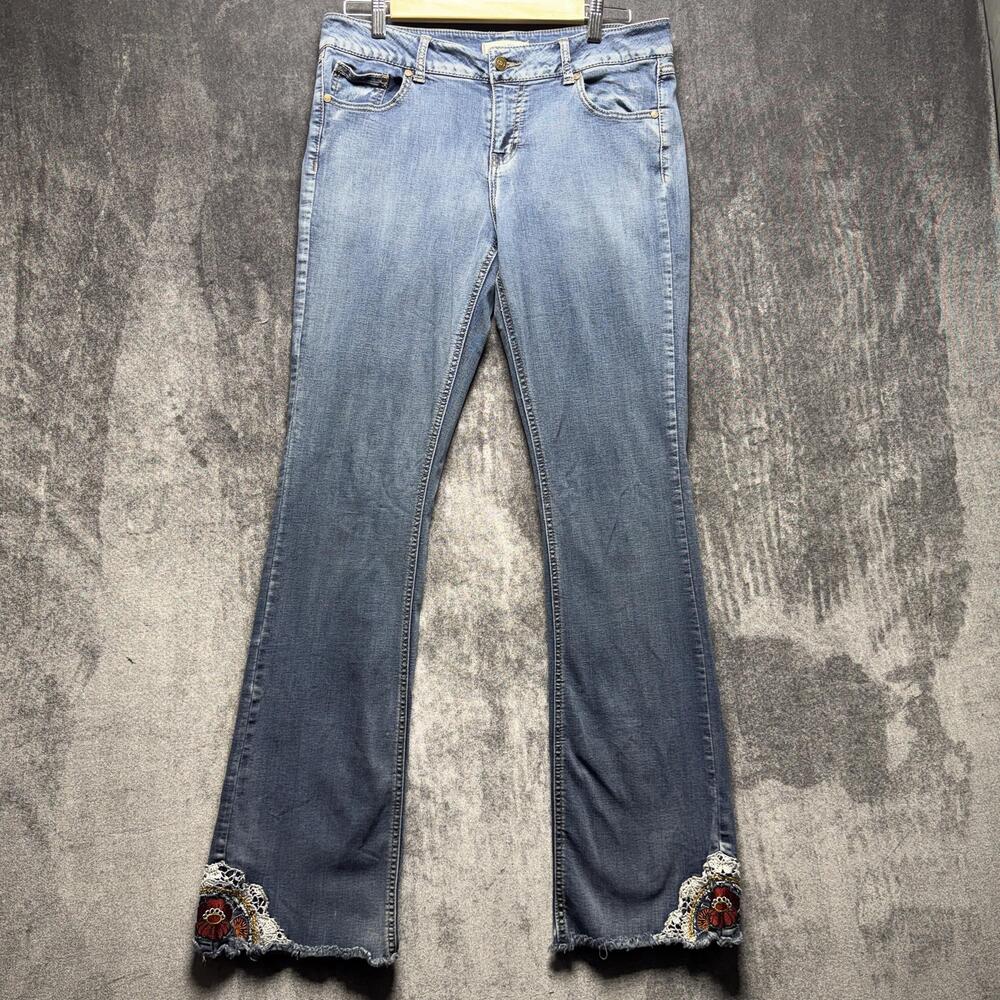 Altar'd State Jeans Womens 30 Blue Mid Rise Bootcut Embroidered Stretch Denim